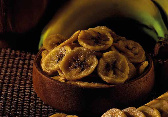 Chips di banana al cocco, vaniglia e rum caraibiche